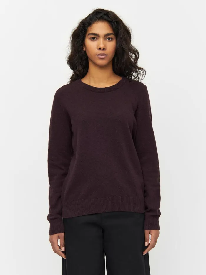 KnowledgeCotton Apparel Knits Lambswool Crew Neck Chocolate Plum 8211 Women KnowledgeCotton Apparel Knits Lambswool Crew Neck Chocolate Plum 8211 Women
