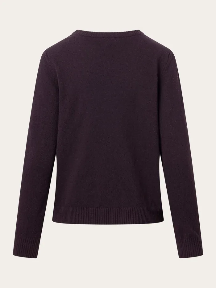 KnowledgeCotton Apparel Knits Lambswool Crew Neck Chocolate Plum 8211 Women KnowledgeCotton Apparel Knits Lambswool Crew Neck Chocolate Plum 8211 Women