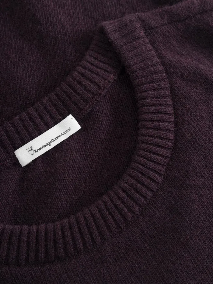 KnowledgeCotton Apparel Knits Lambswool Crew Neck Chocolate Plum 8211 Women KnowledgeCotton Apparel Knits Lambswool Crew Neck Chocolate Plum 8211 Women