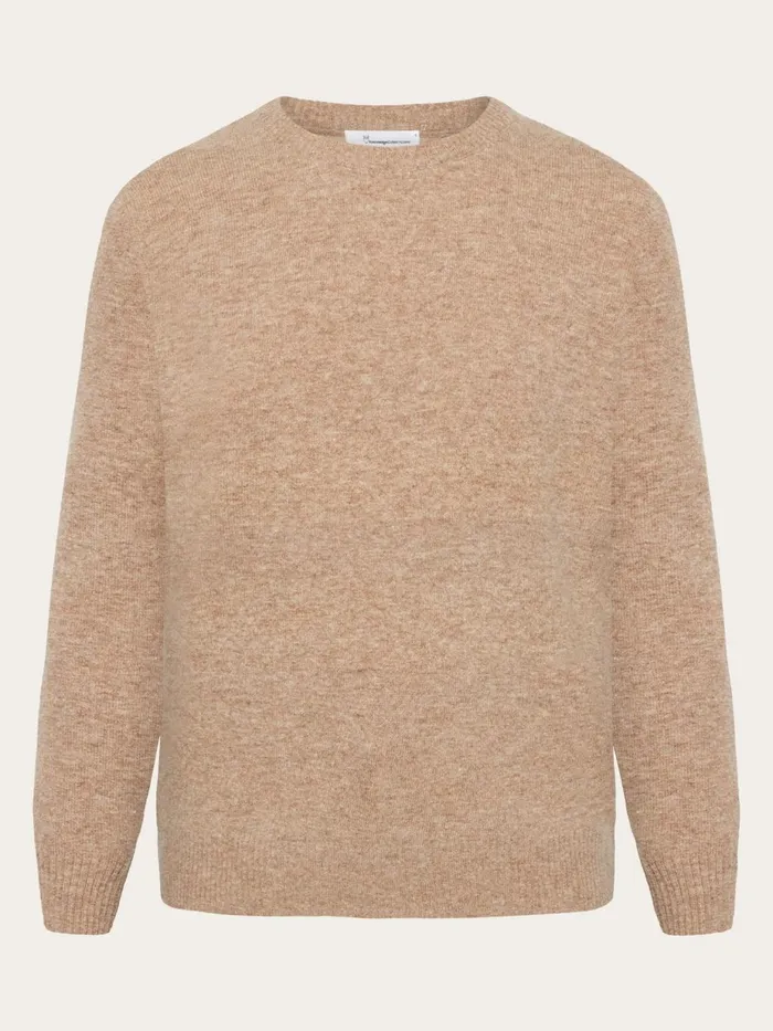 KnowledgeCotton Apparel Knits Lambswool Crew Neck Kelp Melange 8211 Women