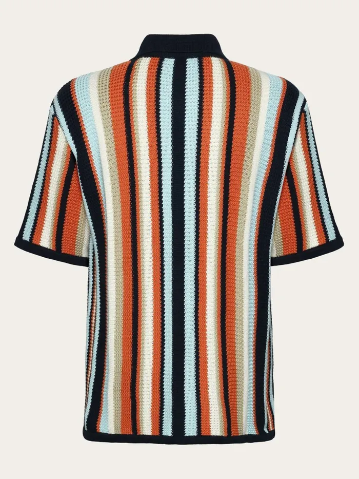 KnowledgeCotton Apparel Knits Loose Short Sleeve Striped Knitted Shirt Regenerative Organic Certified 8211 Men KnowledgeCotton Apparel Knits Loose Short Sleeve Striped Knitted Shirt Regenerative Organic Certified 8211 Men