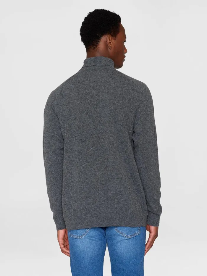 KnowledgeCotton Apparel Knits Roll Neck Knit Dark Grey Melange 8211 Men KnowledgeCotton Apparel Knits Roll Neck Knit Dark Grey Melange 8211 Men