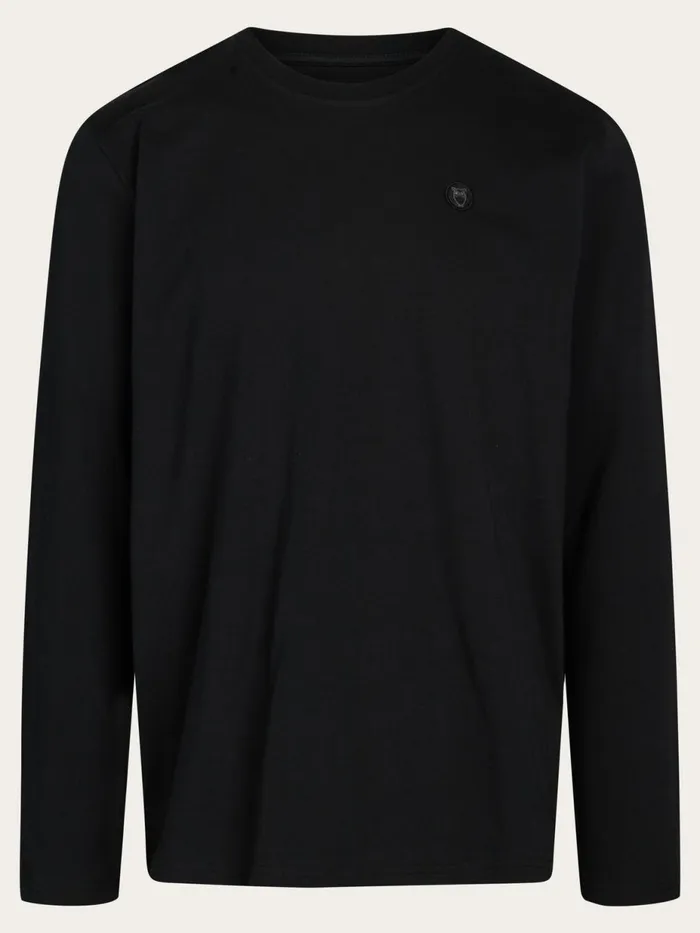 KnowledgeCotton Apparel Long Sleeves Badge Long Sleeve Black Jet 8211 Men