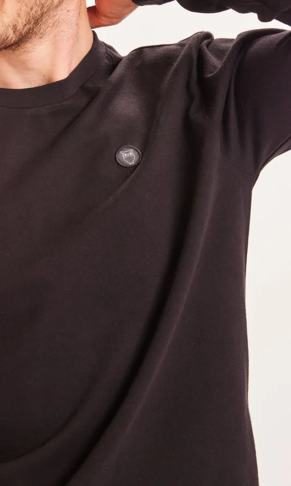 KnowledgeCotton Apparel Long Sleeves Badge Long Sleeve Black Jet 8211 Men