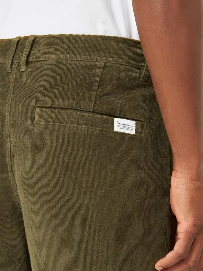 KnowledgeCotton Apparel Pants FLINT Wide Corduroy Chino Pants Dark Olive 8211 Men