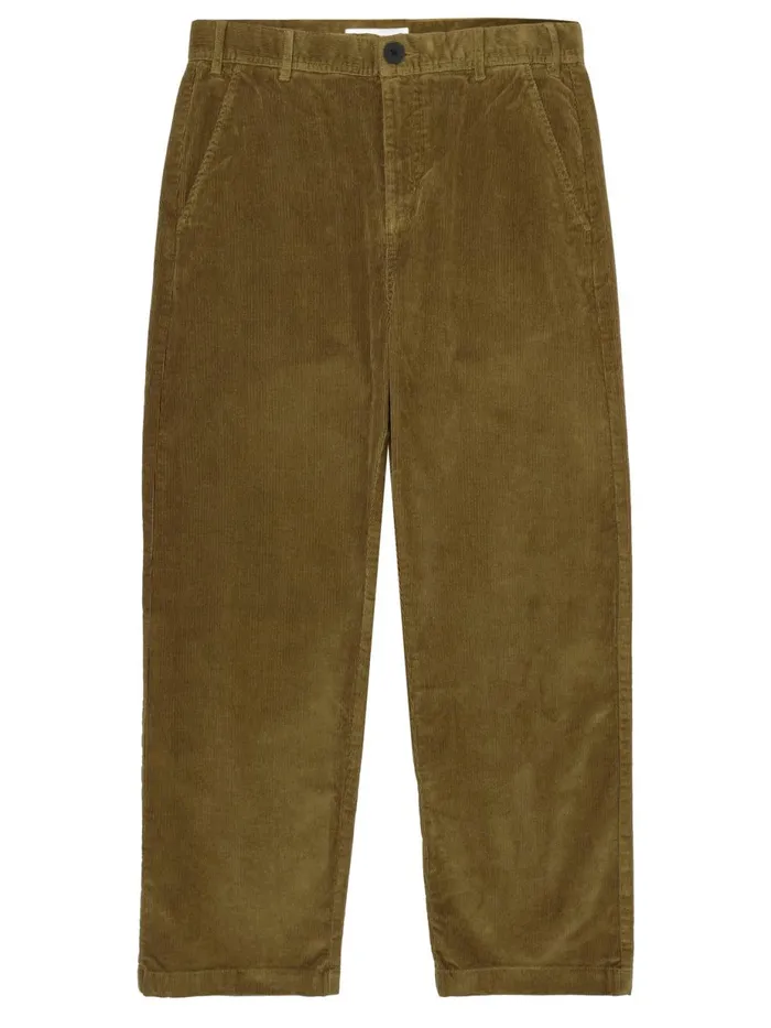 KnowledgeCotton Apparel Pants FLINT Wide Corduroy Chino Pants Dark Olive 8211 Men