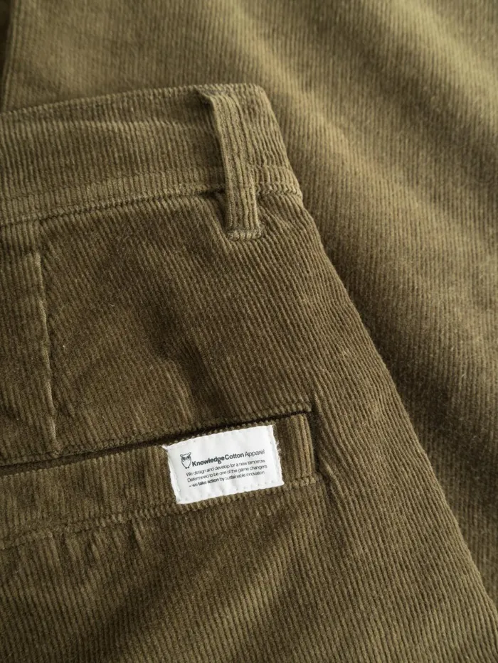 KnowledgeCotton Apparel Pants FLINT Wide Corduroy Chino Pants Dark Olive 8211 Men