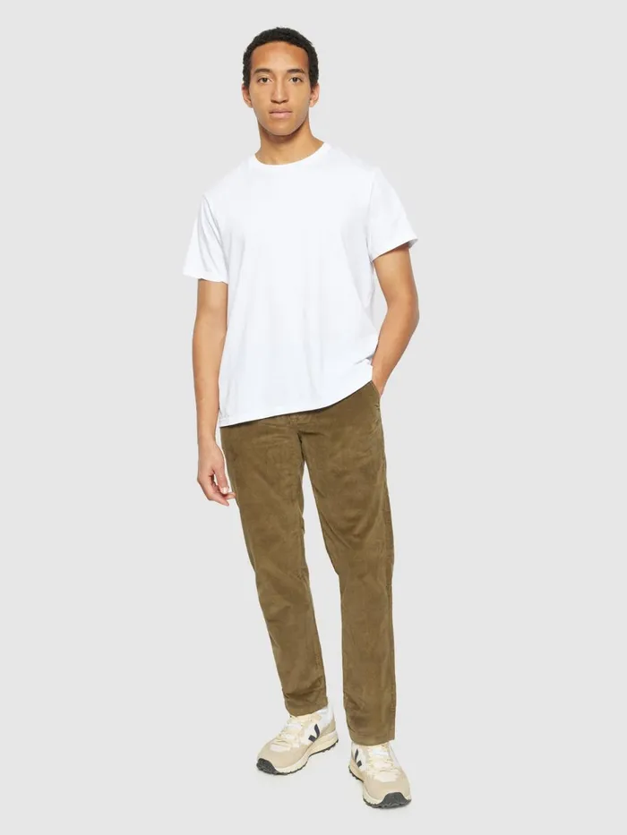 KnowledgeCotton Apparel Pants Organic Cotton Chuck Corduroy Pants GOTS Dark Olive 8211 Men