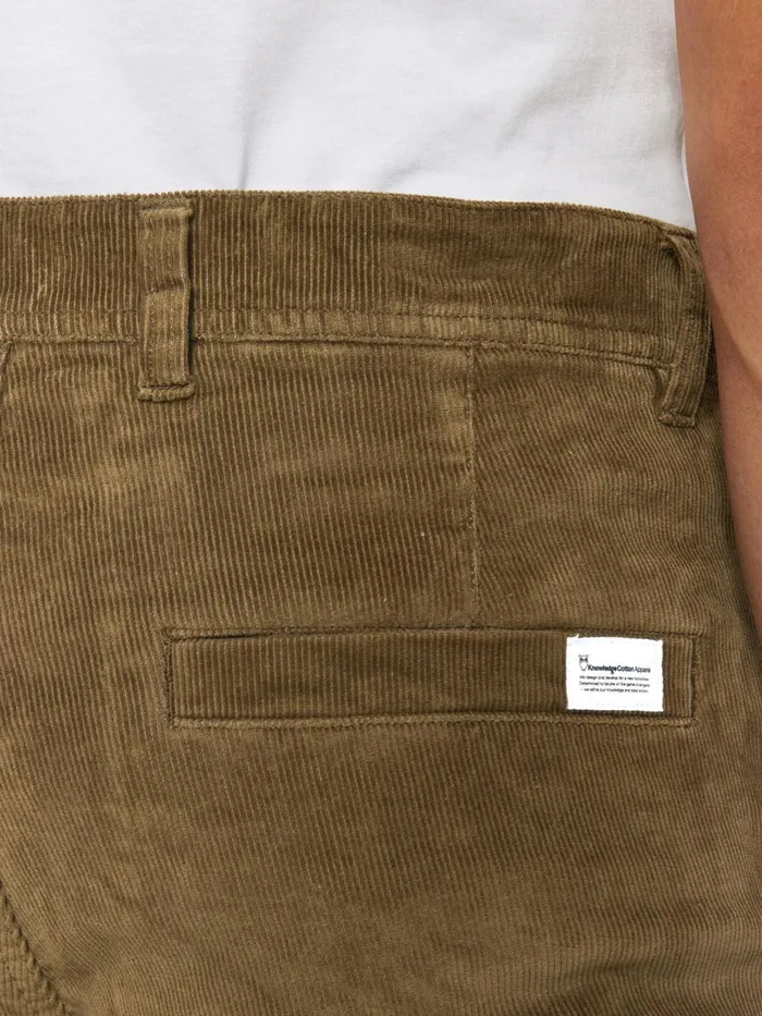 KnowledgeCotton Apparel Pants Organic Cotton Chuck Corduroy Pants GOTS Dark Olive 8211 Men