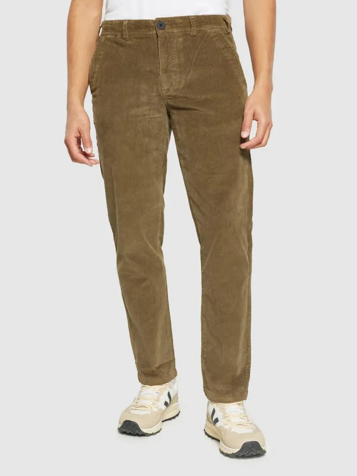 KnowledgeCotton Apparel Pants Organic Cotton Chuck Corduroy Pants GOTS Dark Olive 8211 Men