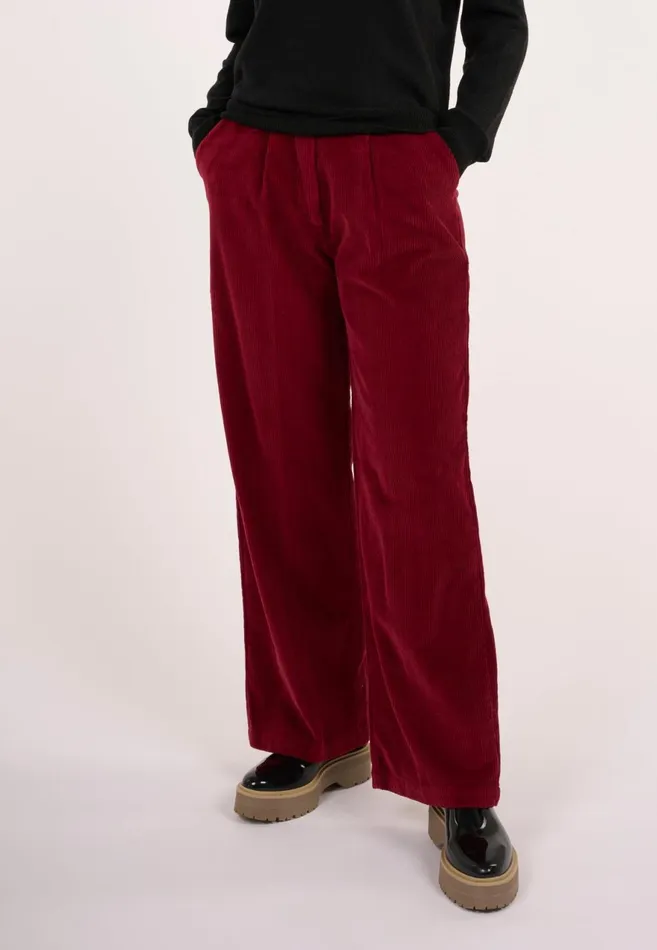KnowledgeCotton Apparel Pants POSEY Loose Corduroy Pant Rhubarb 8211 Women