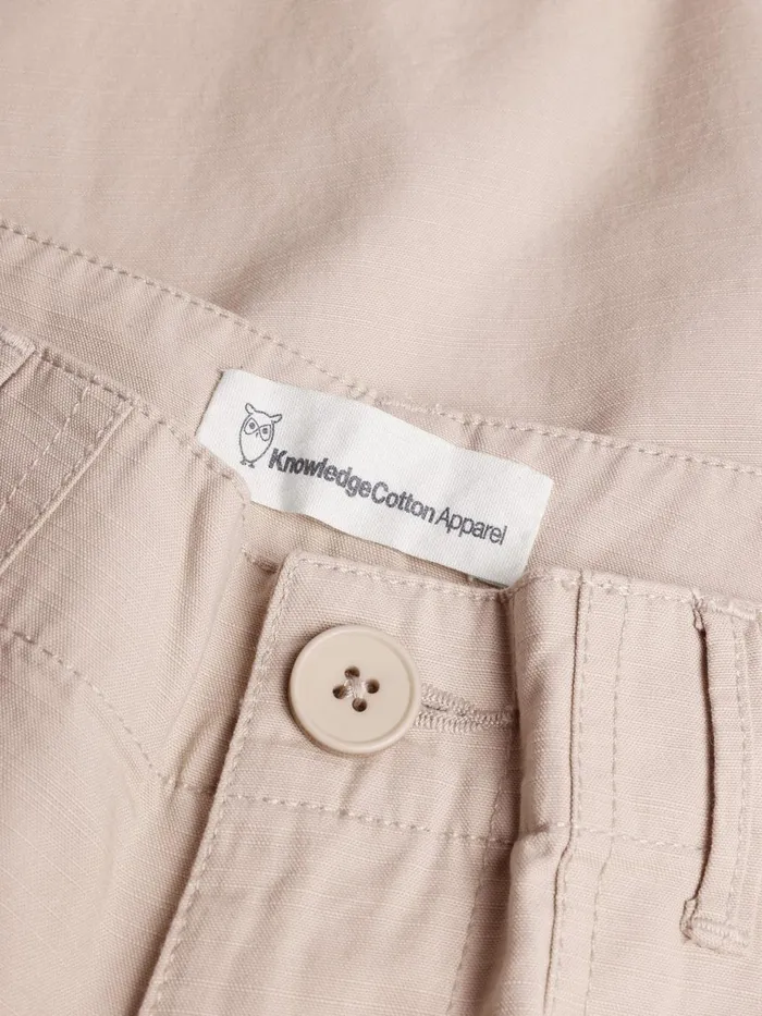 KnowledgeCotton Apparel Pants POSEY Midrise Wide Slub Yarn Cropped Pants GOTSVegan Light Feather Gray 8211 Women