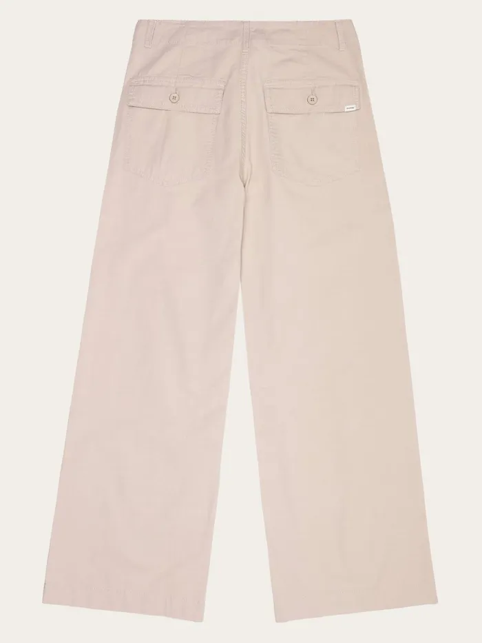 KnowledgeCotton Apparel Pants POSEY Midrise Wide Slub Yarn Cropped Pants GOTSVegan Light Feather Gray 8211 Women