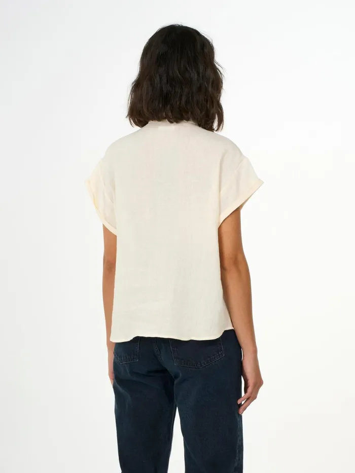 KnowledgeCotton Apparel Shirts ASTER Fold Up Short Sleeve Linen Shirt Buttercream 8211 Women KnowledgeCotton Apparel Shirts ASTER Fold Up Short Sleeve Linen Shirt Buttercream 8211 Women