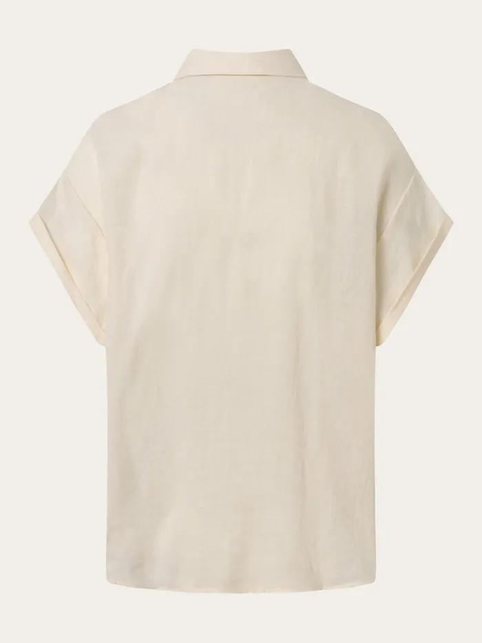 KnowledgeCotton Apparel Shirts ASTER Fold Up Short Sleeve Linen Shirt Buttercream 8211 Women KnowledgeCotton Apparel Shirts ASTER Fold Up Short Sleeve Linen Shirt Buttercream 8211 Women