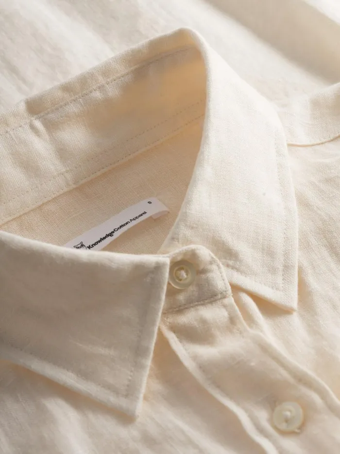 KnowledgeCotton Apparel Shirts ASTER Fold Up Short Sleeve Linen Shirt Buttercream 8211 Women KnowledgeCotton Apparel Shirts ASTER Fold Up Short Sleeve Linen Shirt Buttercream 8211 Women