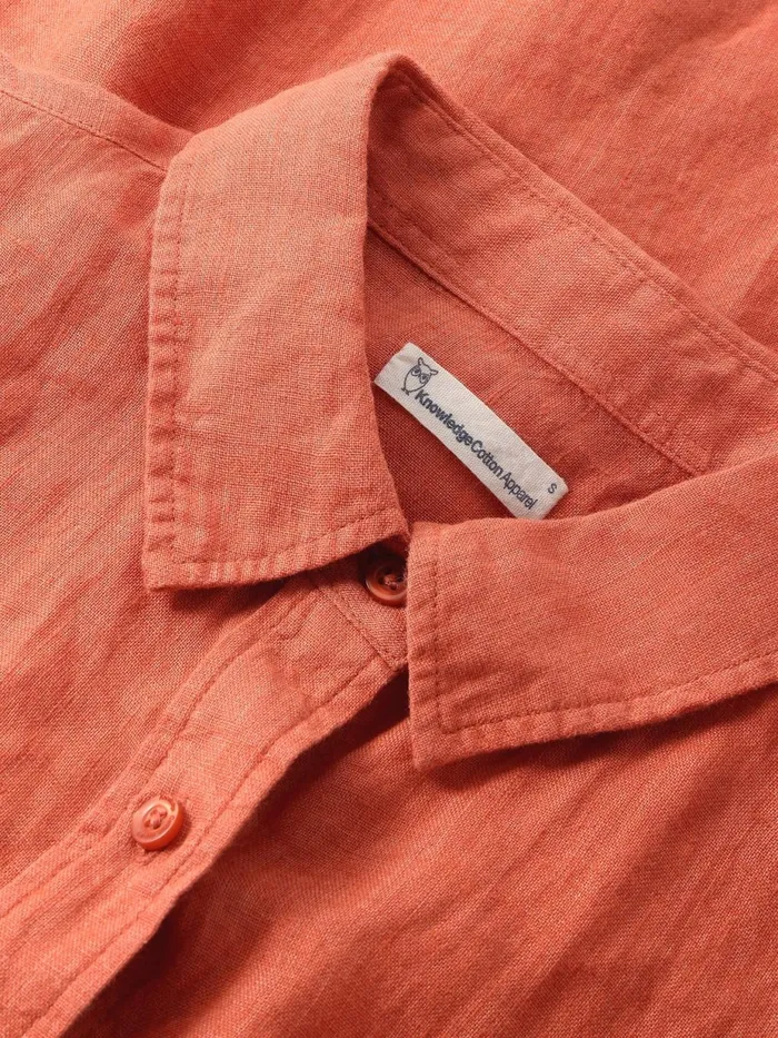 KnowledgeCotton Apparel Shirts ASTER Fold Up Short Sleeve Linen Shirt Langoustino 8211 Women KnowledgeCotton Apparel Shirts ASTER Fold Up Short Sleeve Linen Shirt Langoustino 8211 Women