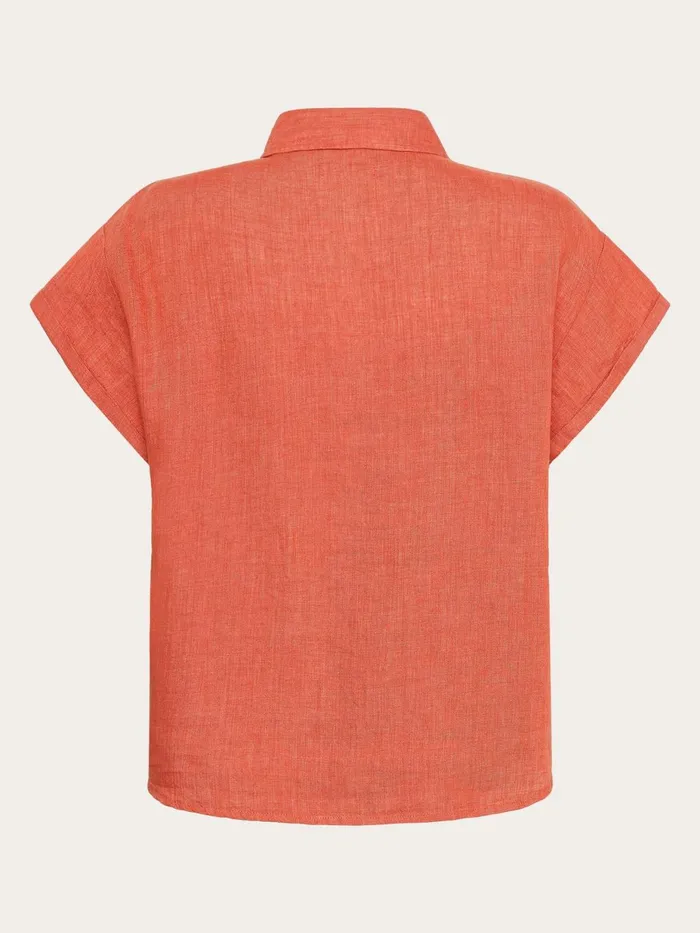KnowledgeCotton Apparel Shirts ASTER Fold Up Short Sleeve Linen Shirt Langoustino 8211 Women KnowledgeCotton Apparel Shirts ASTER Fold Up Short Sleeve Linen Shirt Langoustino 8211 Women