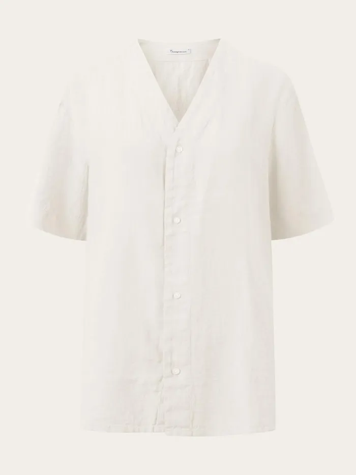 KnowledgeCotton Apparel Shirts Baseball Linen Short Sleeved Shirt Egret 8211 Women