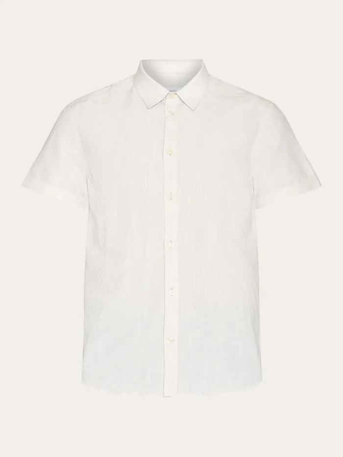 KnowledgeCotton Apparel Shirts Custom Fit Linen Short Sleeve Shirt Light Feather Gray 8211 Men KnowledgeCotton Apparel Shirts Custom Fit Linen Short Sleeve Shirt Light Feather Gray 8211 Men