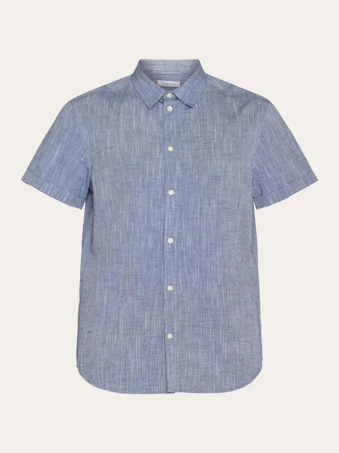 KnowledgeCotton Apparel Shirts Custom Fit Linen Short Sleeve Shirt Total Eclipse 8211 Men KnowledgeCotton Apparel Shirts Custom Fit Linen Short Sleeve Shirt Total Eclipse 8211 Men