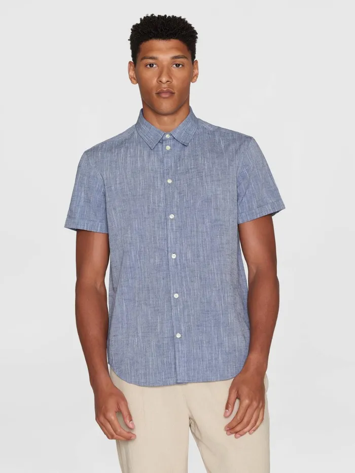 KnowledgeCotton Apparel Shirts Custom Fit Linen Short Sleeve Shirt Total Eclipse 8211 Men KnowledgeCotton Apparel Shirts Custom Fit Linen Short Sleeve Shirt Total Eclipse 8211 Men