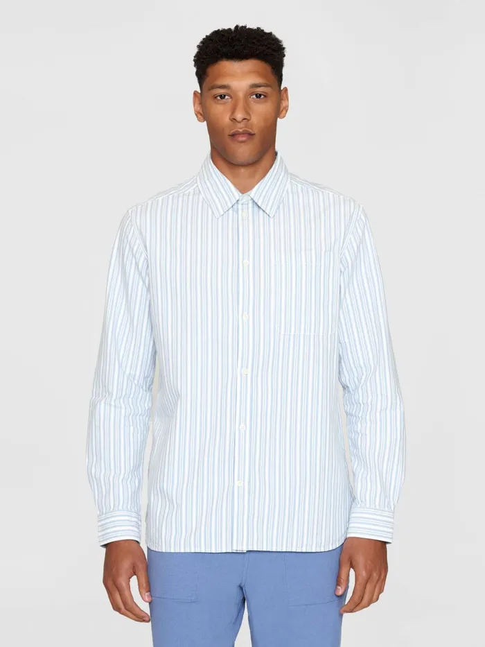 KnowledgeCotton Apparel Shirts Loose Striped Slub Canvas Shirt Gotsvegan 8211 Men KnowledgeCotton Apparel Shirts Loose Striped Slub Canvas Shirt Gotsvegan 8211 Men