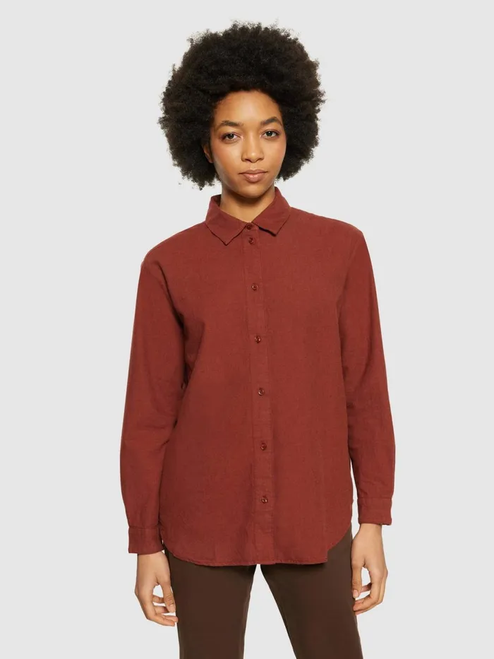 KnowledgeCotton Apparel Shirts Organic Cotton Flannel Shirt GOTS Fired Brick 8211 Women KnowledgeCotton Apparel Shirts Organic Cotton Flannel Shirt GOTS Fired Brick 8211 Women