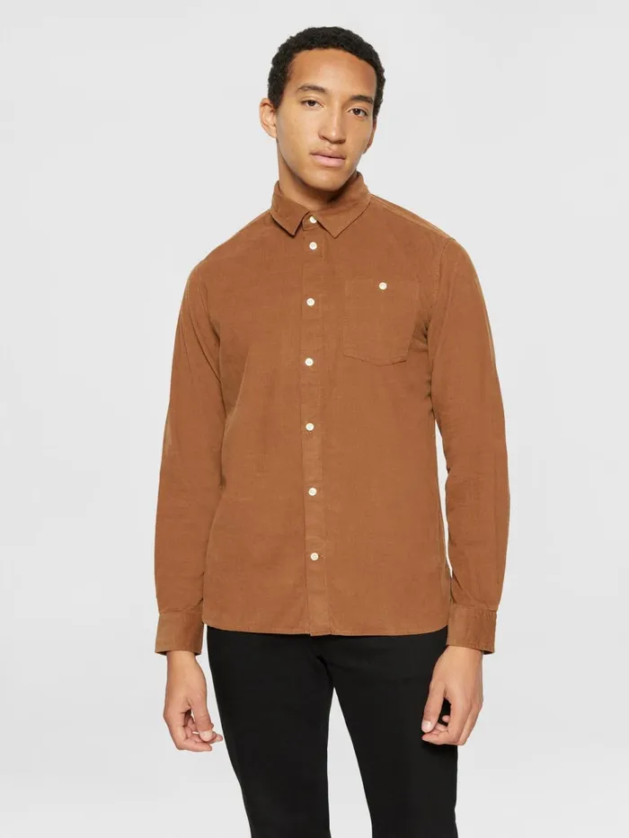 KnowledgeCotton Apparel Shirts Regular Fit Corduroy Shirt Dachshund 8211 Men