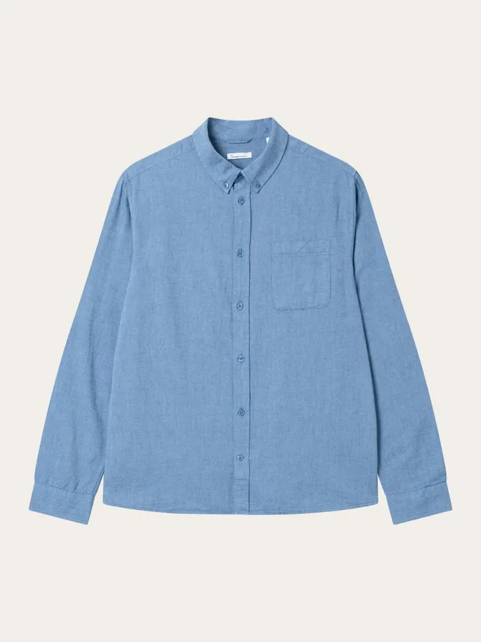 KnowledgeCotton Apparel Shirts Regular Fit Melang Flannel Shirt Dark Denim 8211 Men KnowledgeCotton Apparel Shirts Regular Fit Melang Flannel Shirt Dark Denim 8211 Men