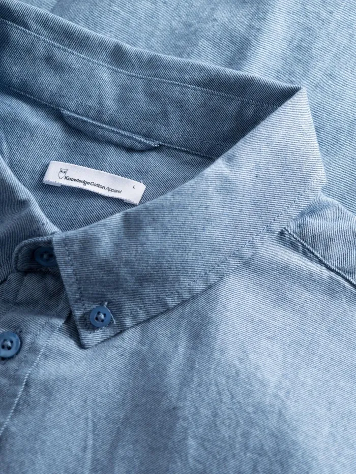 KnowledgeCotton Apparel Shirts Regular Fit Melang Flannel Shirt Dark Denim 8211 Men KnowledgeCotton Apparel Shirts Regular Fit Melang Flannel Shirt Dark Denim 8211 Men