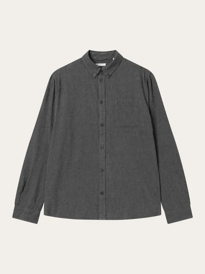KnowledgeCotton Apparel Shirts Regular Fit Melang Flannel Shirt Dark Grey Melange 8211 Men KnowledgeCotton Apparel Shirts Regular Fit Melang Flannel Shirt Dark Grey Melange 8211 Men