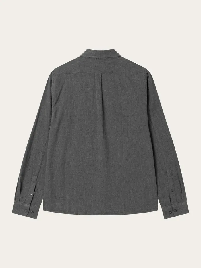 KnowledgeCotton Apparel Shirts Regular Fit Melang Flannel Shirt Dark Grey Melange 8211 Men