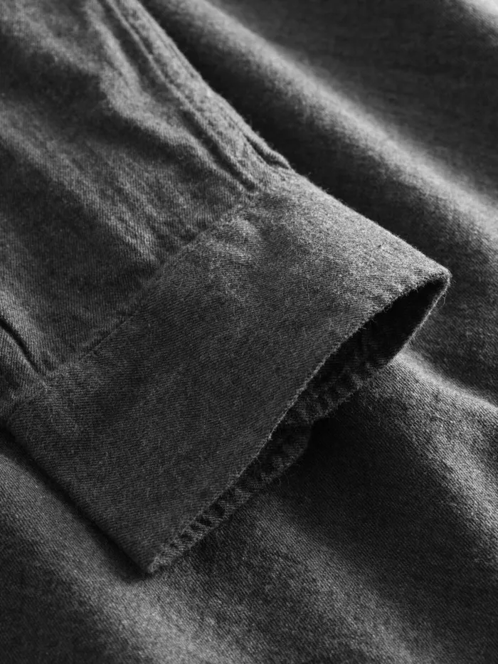 KnowledgeCotton Apparel Shirts Regular Fit Melang Flannel Shirt Dark Grey Melange 8211 Men