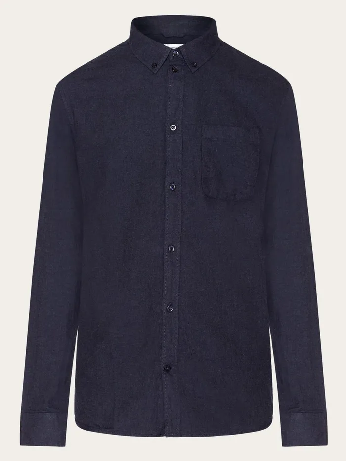 KnowledgeCotton Apparel Shirts Regular Fit Melang Flannel Shirt Total Eclipse 8211 Men KnowledgeCotton Apparel Shirts Regular Fit Melang Flannel Shirt Total Eclipse 8211 Men