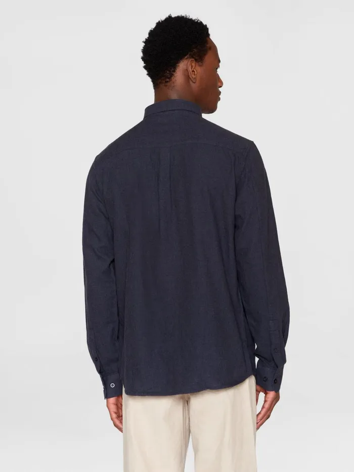 KnowledgeCotton Apparel Shirts Regular Fit Melang Flannel Shirt Total Eclipse 8211 Men