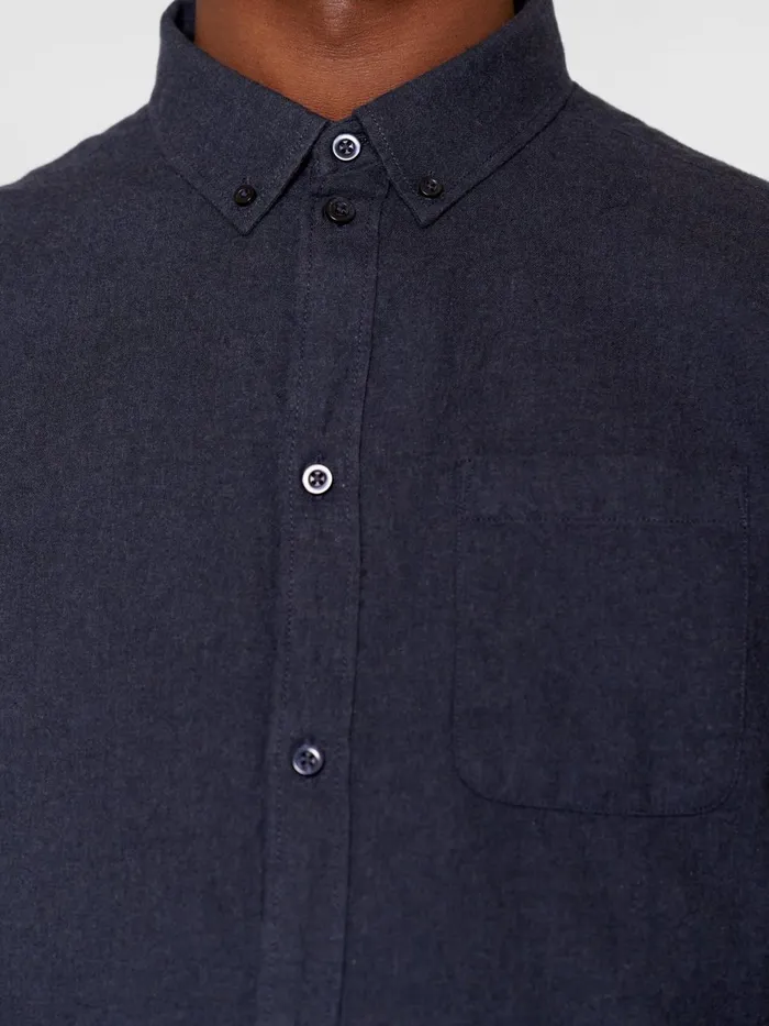 KnowledgeCotton Apparel Shirts Regular Fit Melang Flannel Shirt Total Eclipse 8211 Men