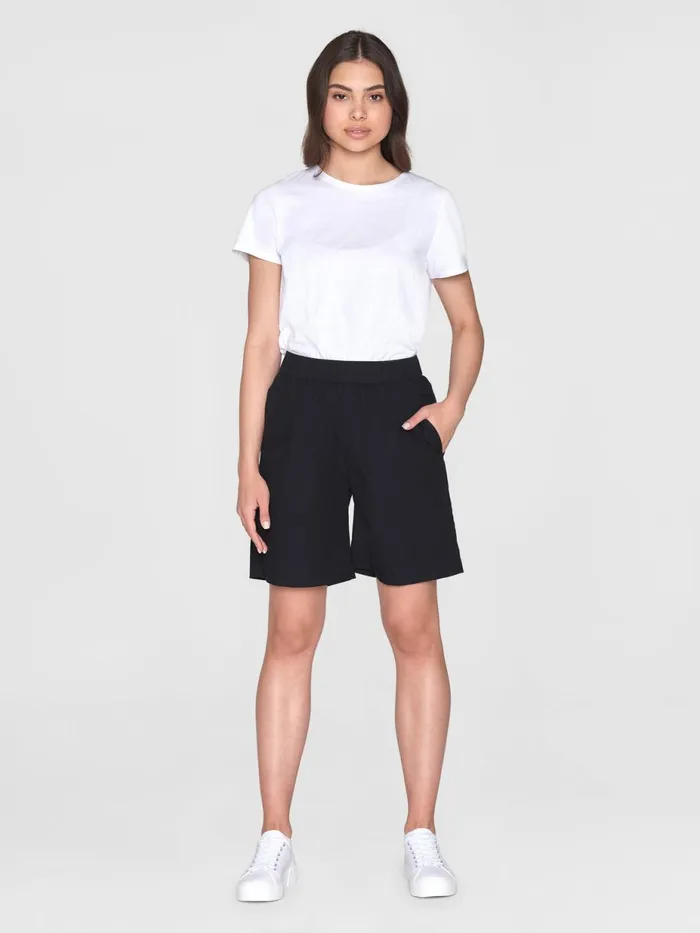 KnowledgeCotton Apparel Shorts Poplin Bermuda Shorts Black Jet 8211 Women KnowledgeCotton Apparel Shorts Poplin Bermuda Shorts Black Jet 8211 Women