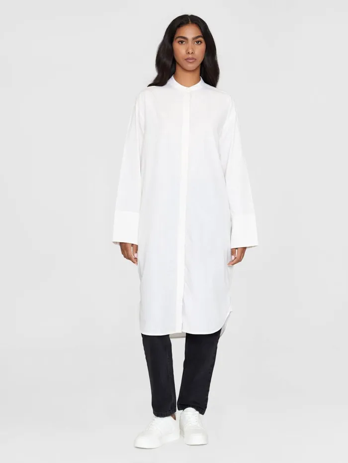 KnowledgeCotton Apparel Skirts And Dresses Loose Chambray Stand Collar Long Shirt Dress Gotsvegan 8211 Women KnowledgeCotton Apparel Skirts And Dresses Loose Chambray Stand Collar Long Shirt Dress Gotsvegan 8211 Women
