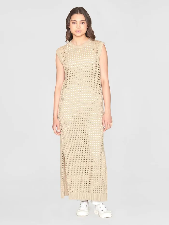 KnowledgeCotton Apparel Skirts And Dresses Open Work Knit Dress Gotsvegan 8211 Women