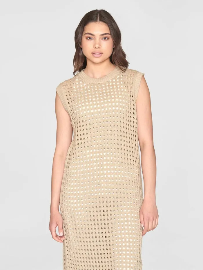 KnowledgeCotton Apparel Skirts And Dresses Open Work Knit Dress Gotsvegan 8211 Women