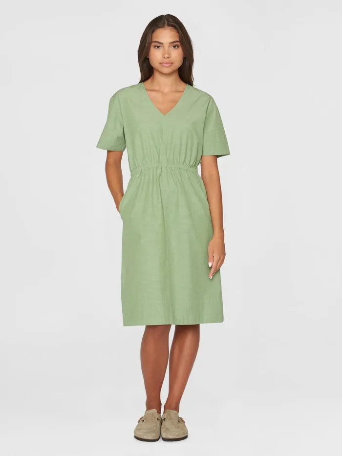 KnowledgeCotton Apparel Skirts And Dresses Vneck Slub Yarn Short Sleeve Midi Dress Gotsvegan 8211 Women KnowledgeCotton Apparel Skirts And Dresses Vneck Slub Yarn Short Sleeve Midi Dress Gotsvegan 8211 Women