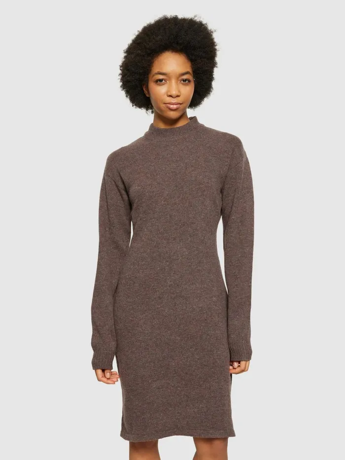 KnowledgeCotton Apparel Skirts And Dresses Wool Crew Neck Mid Length Dress Demitasse brown 8211 Women KnowledgeCotton Apparel Skirts And Dresses Wool Crew Neck Mid Length Dress Demitasse brown 8211 Women