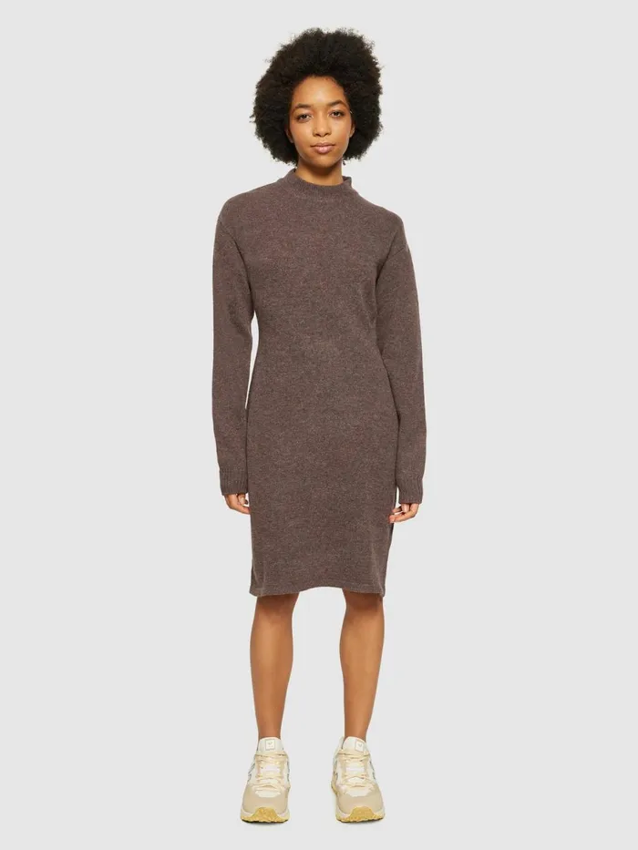 KnowledgeCotton Apparel Skirts And Dresses Wool Crew Neck Mid Length Dress Demitasse brown 8211 Women KnowledgeCotton Apparel Skirts And Dresses Wool Crew Neck Mid Length Dress Demitasse brown 8211 Women