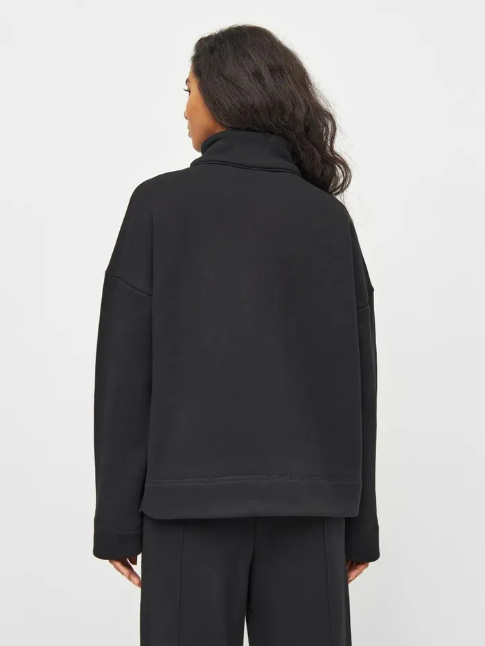 KnowledgeCotton Apparel Sweatshirts Half Zip Heavy Sweat Black Jet 8211 Women KnowledgeCotton Apparel Sweatshirts Half Zip Heavy Sweat Black Jet 8211 Women
