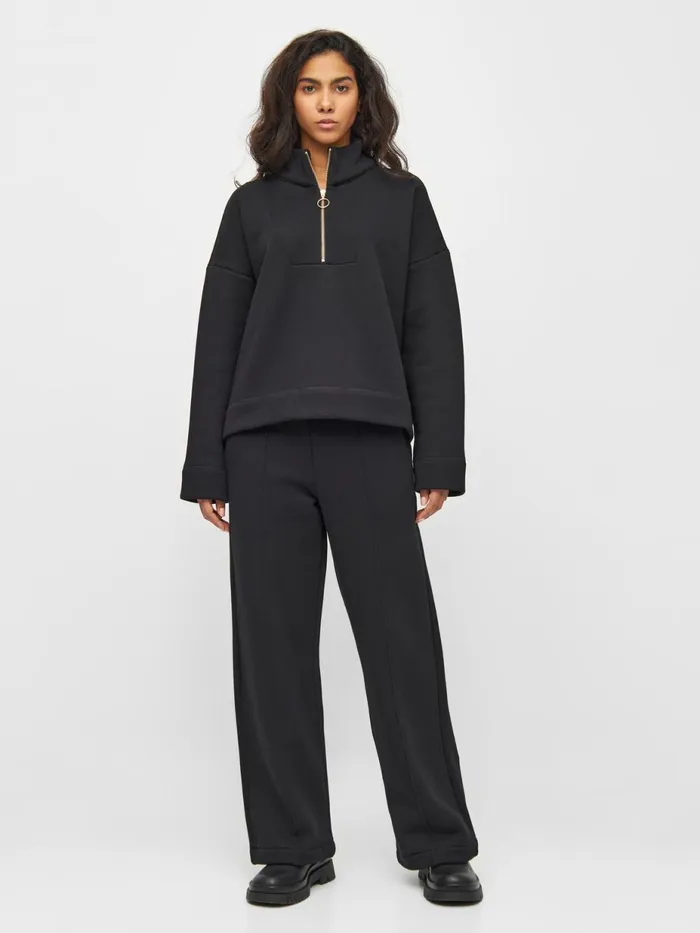 KnowledgeCotton Apparel Sweatshirts Half Zip Heavy Sweat Black Jet 8211 Women KnowledgeCotton Apparel Sweatshirts Half Zip Heavy Sweat Black Jet 8211 Women