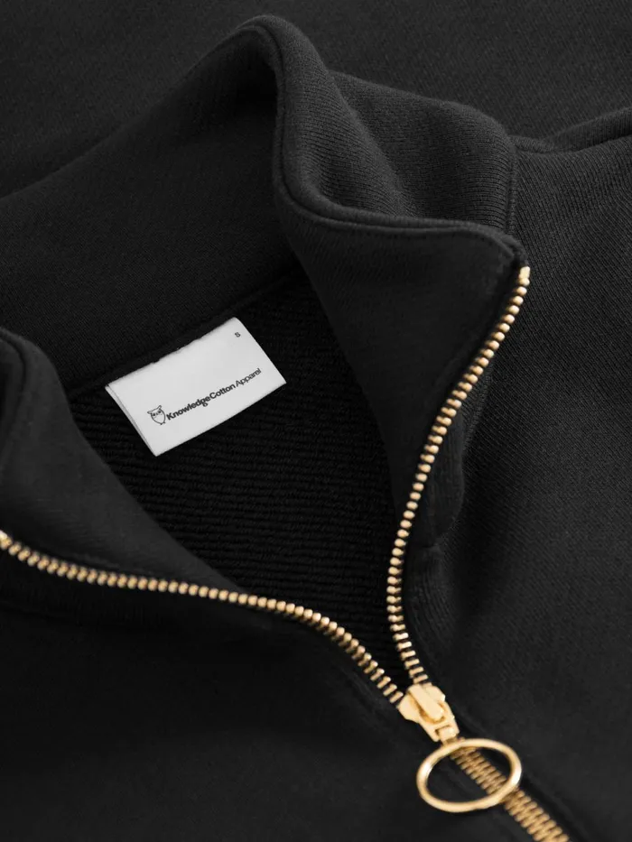 KnowledgeCotton Apparel Sweatshirts Half Zip Heavy Sweat Black Jet 8211 Women KnowledgeCotton Apparel Sweatshirts Half Zip Heavy Sweat Black Jet 8211 Women