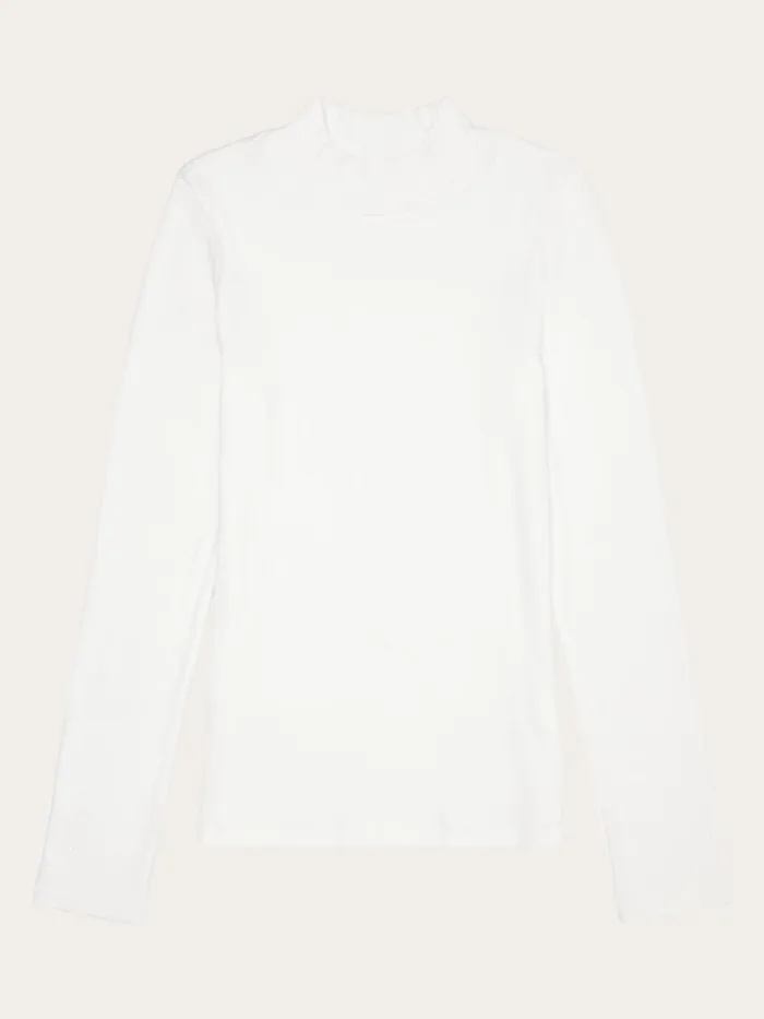 KnowledgeCotton Apparel TShirts And Tops Rib High Neck LS Star White 8211 Women KnowledgeCotton Apparel TShirts And Tops Rib High Neck LS Star White 8211 Women