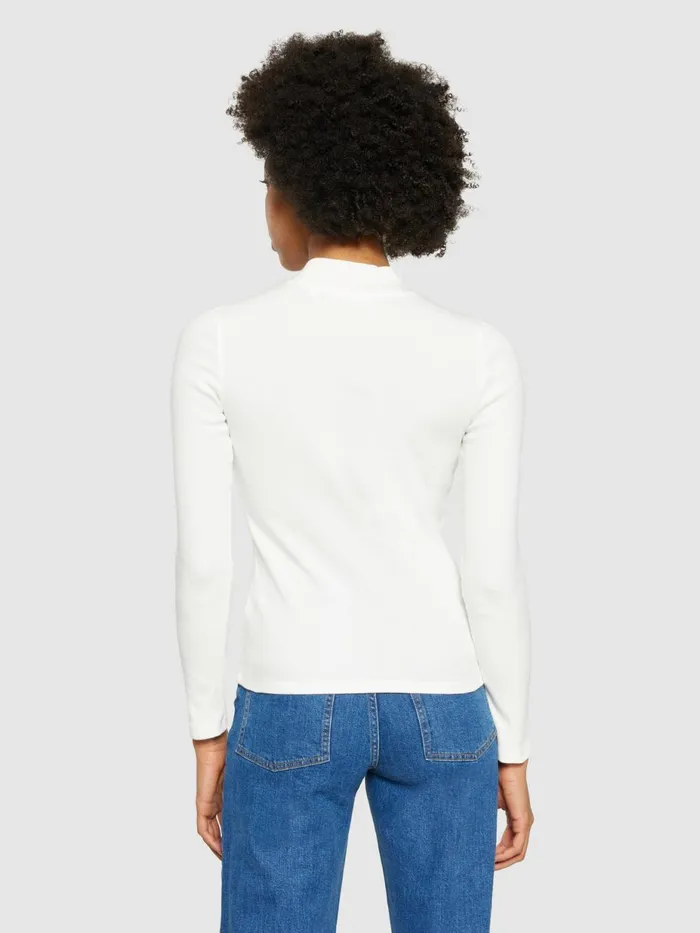 KnowledgeCotton Apparel TShirts And Tops Rib High Neck LS Star White 8211 Women KnowledgeCotton Apparel TShirts And Tops Rib High Neck LS Star White 8211 Women