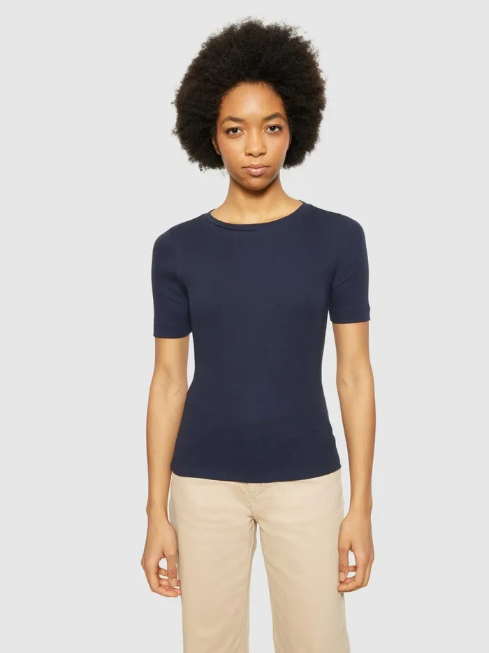 KnowledgeCotton Apparel TShirts And Tops Rib High Neck Short Sleeve Night Sky 8211 Women KnowledgeCotton Apparel TShirts And Tops Rib High Neck Short Sleeve Night Sky 8211 Women